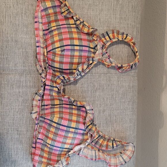 NWT J.Crew Plaid Ruffle Bikini Top - Picture 2 of 10